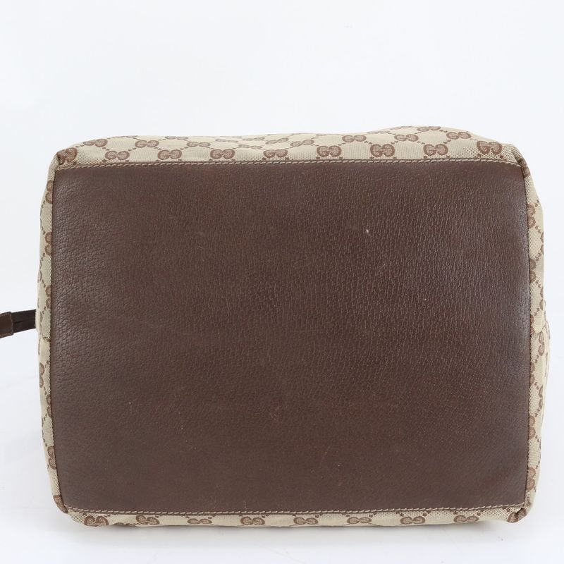 Gucci GG Canvas Sherry Line 131231 Leather Tote Bag Shoulder Business Brown A4