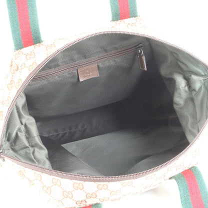 Gucci GG Canvas Sherry Line 131231 Leather Tote Bag Shoulder Business Brown A4