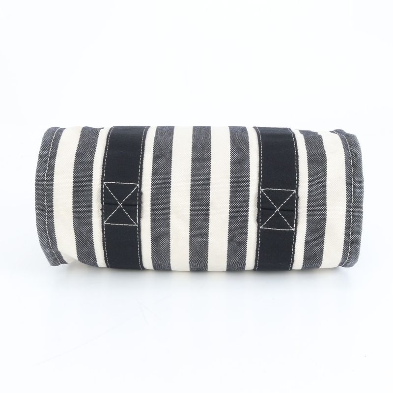 Hermes Cannes PM Tote Bag With Striped Pouch Hand Black Silver Hardware Women's