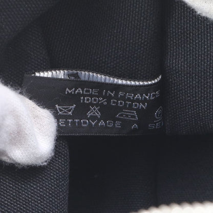 Hermes Cannes PM Tote Bag With Striped Pouch Hand Black Silver Hardware Women's