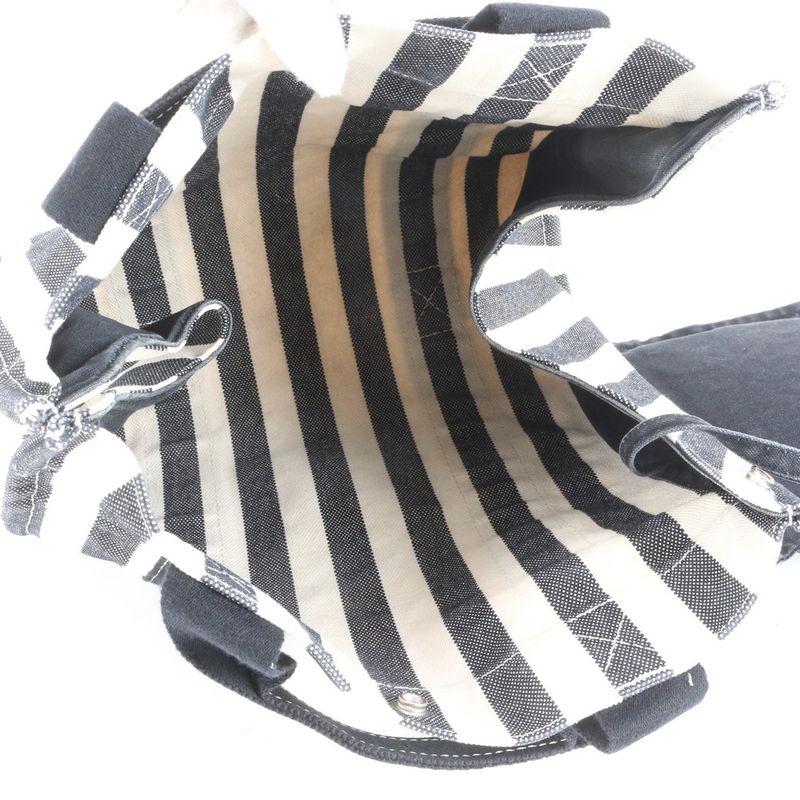Hermes Cannes PM Tote Bag With Striped Pouch Hand Black Silver Hardware Women's