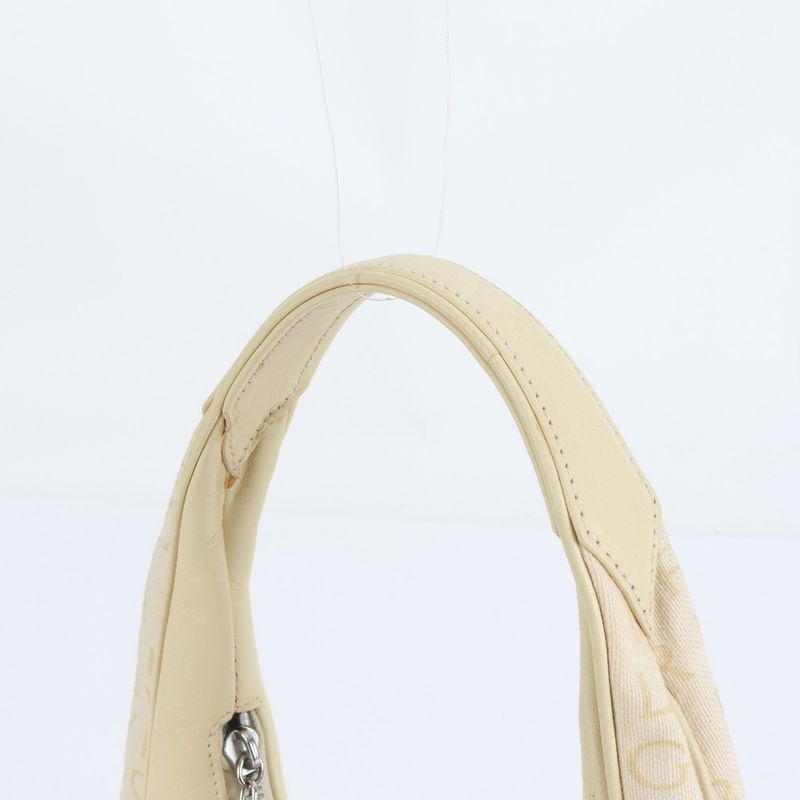 Bulgari Logomania Leather Hand Bag Tote Ivory Shoulder Silver Hardware Women's