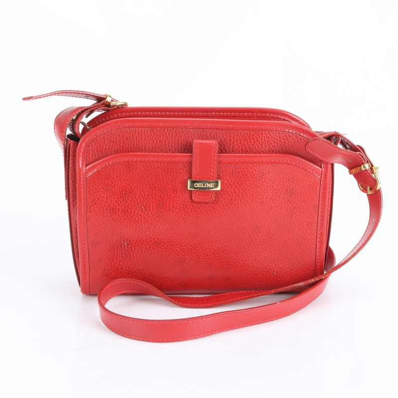 Celine Leather 2WAY Shoulder Bag Crossbody Hand Tote Gold Hardware Women's CRR