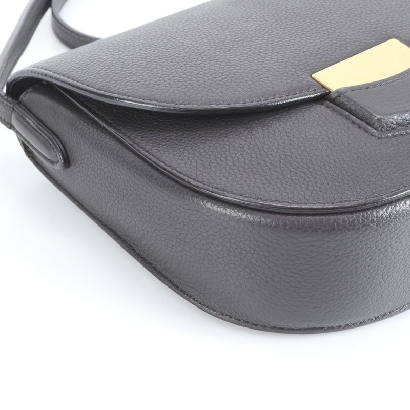 Celine Trotter Leather Shoulder Bag Crossbody Hand Tote Gold Hardware Women's