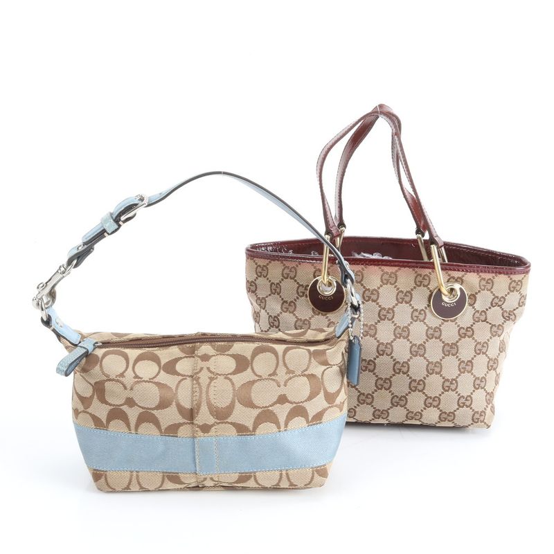 Collective 2 Piece Set Gucci Coach GG Canvas Signature Leather Tote Bag