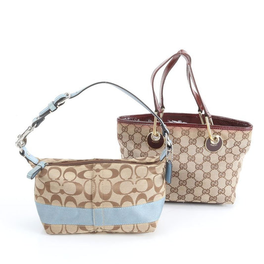 Collective 2 Piece Set Gucci Coach GG Canvas Signature Leather Tote Bag