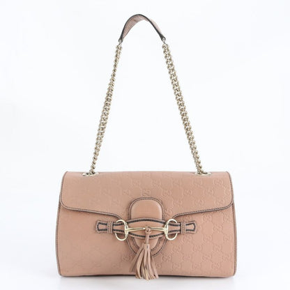 Guccissima Emily Horsebit Leather Chain Shoulder Bag Shoulder Tote 295402
