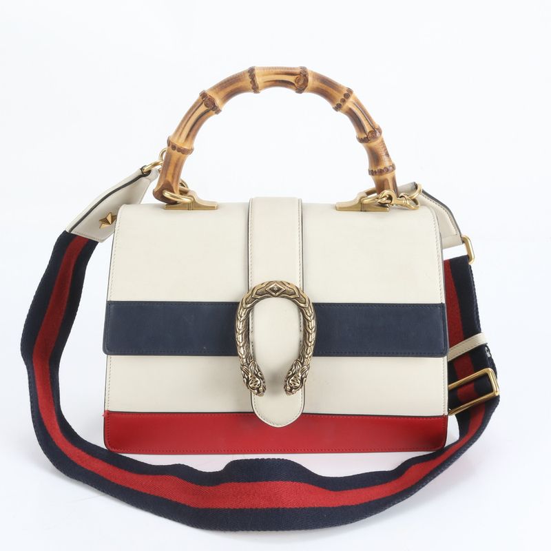 Gucci Bamboo Duo Nuosos Leather 2WAY Shoulder Bag Crossbody 448075 Hand Tote