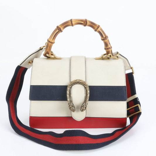 Gucci Bamboo Duo Nuosos Leather 2WAY Shoulder Bag Crossbody 448075 Hand Tote