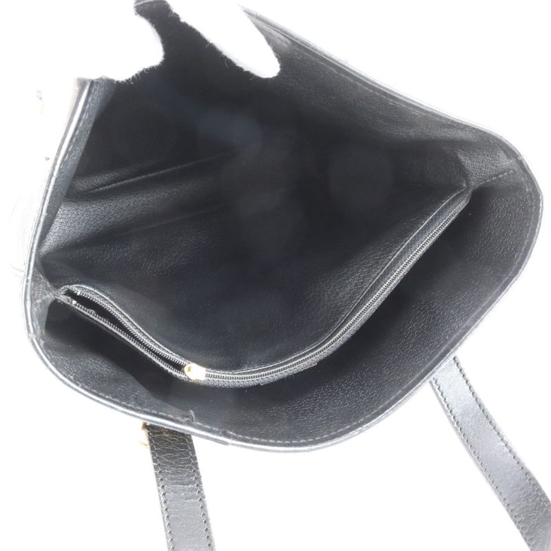 Vintage Celine Macadam Leather Tote Bag Shoulder Black Gold Hardware Black
