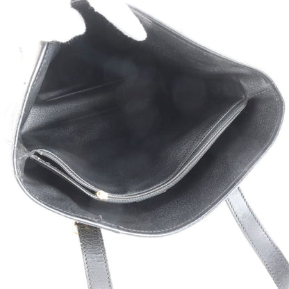 Vintage Celine Macadam Leather Tote Bag Shoulder Black Gold Hardware Black