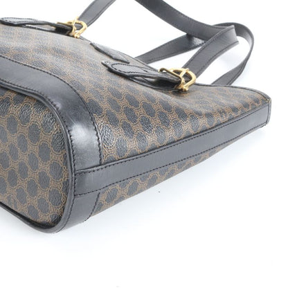 Vintage Celine Macadam Leather Tote Bag Shoulder Black Gold Hardware Black