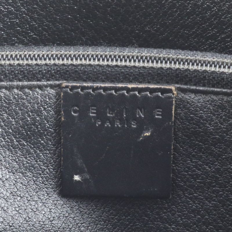 Vintage Celine Macadam Leather Tote Bag Shoulder Black Gold Hardware Black