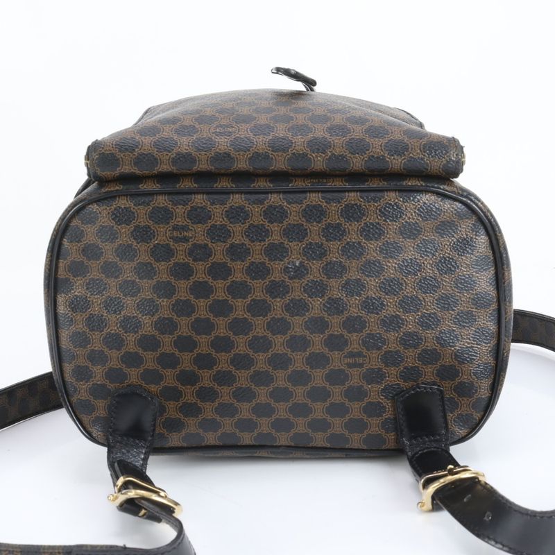 Celine Macadam Leather Backpack Sac Backpack Black Gold Hardware Women's CEE