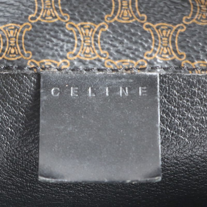 Celine Macadam Leather Backpack Sac Backpack Black Gold Hardware Women's CEE