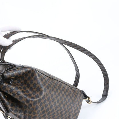 Celine Macadam Leather Backpack Sac Backpack Black Gold Hardware Women's CEE