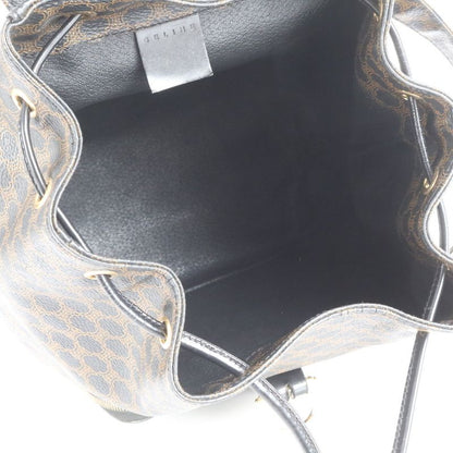 Celine Macadam Leather Backpack Sac Backpack Black Gold Hardware Women's CEE