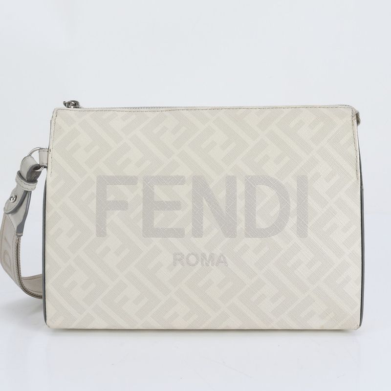 Fendi Zucca FF Leather Second Bag Clutch Pouch Gray Men's CRR Da16-1
