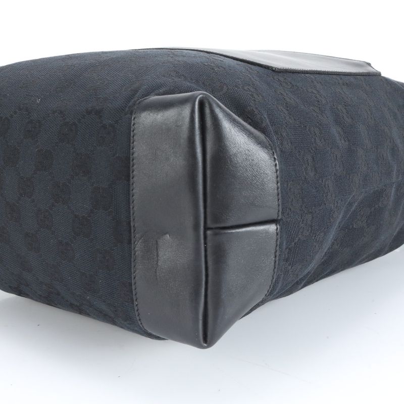 Gucci GG Canvas Leather Tote Bag Shoulder 019 0401 Black Business Commute
