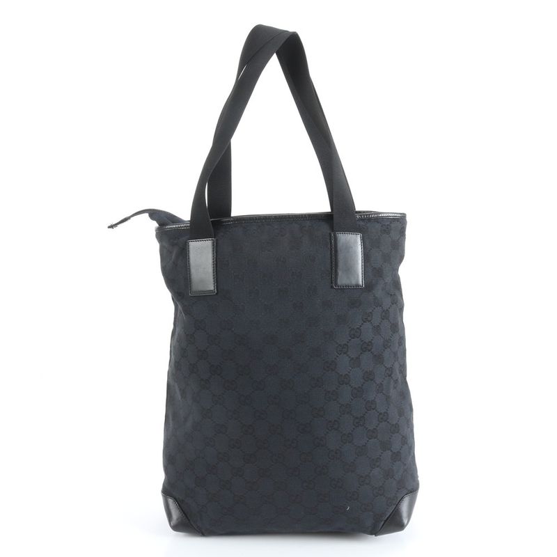 Gucci GG Canvas Leather Tote Bag Shoulder 019 0401 Black Business Commute