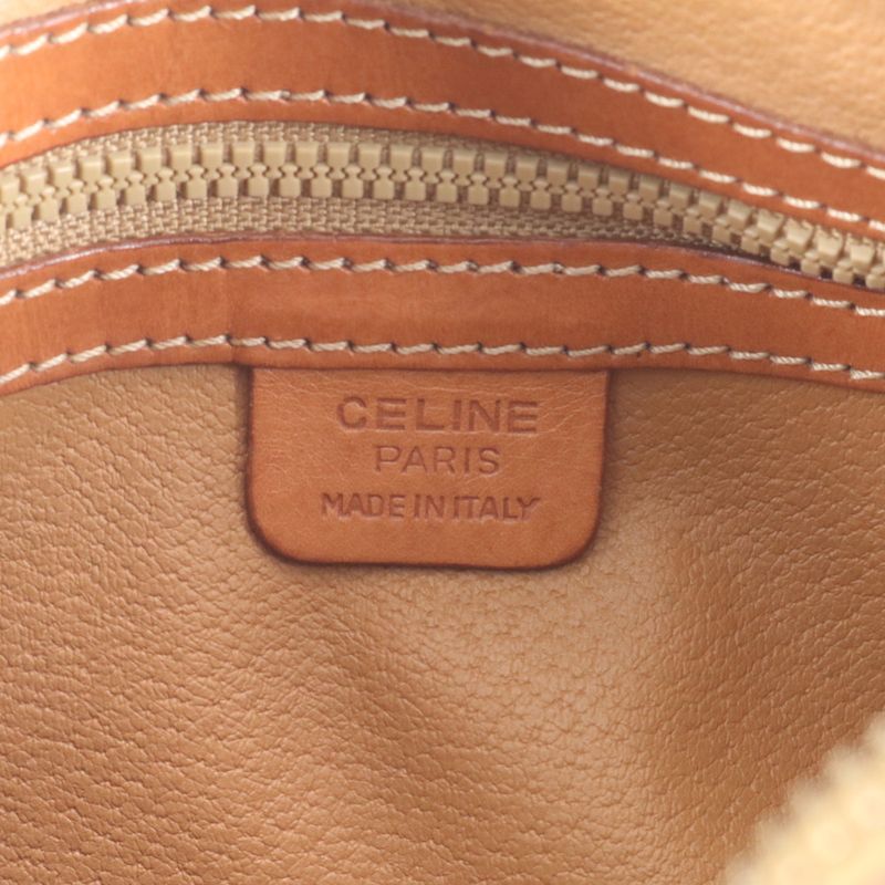 Vintage Celine Macadam Triomphe Leather Handbag Mini Boston Tote Brown Women's