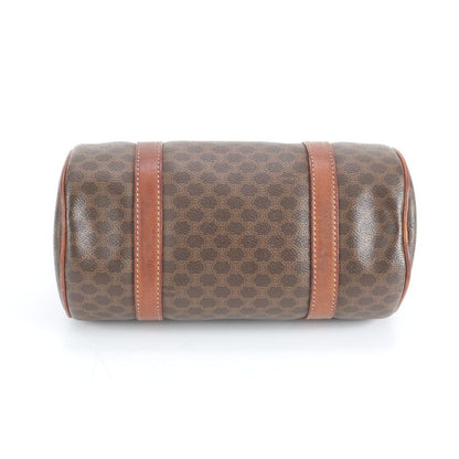 Vintage Celine Macadam Triomphe Leather Handbag Mini Boston Tote Brown Women's