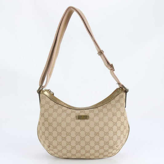 Gucci GG Canvas 181092 Leather Shoulder Bag Crossbody Tote Gold Women's CRR