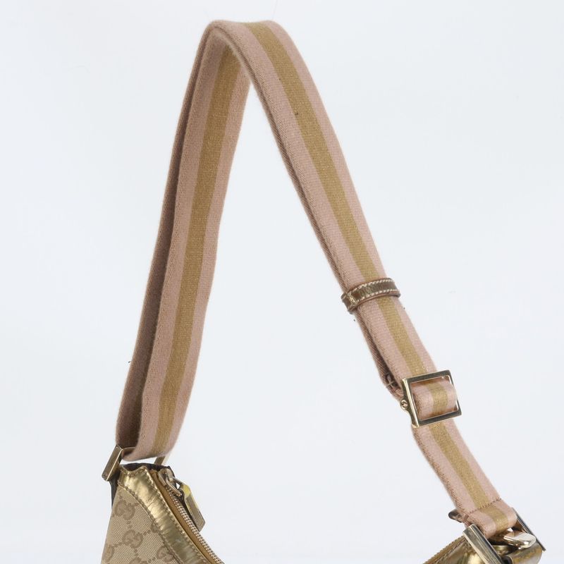 Gucci GG Canvas 181092 Leather Shoulder Bag Crossbody Tote Gold Women's CRR