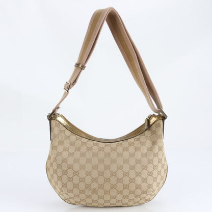 Gucci GG Canvas 181092 Leather Shoulder Bag Crossbody Tote Gold Women's CRR