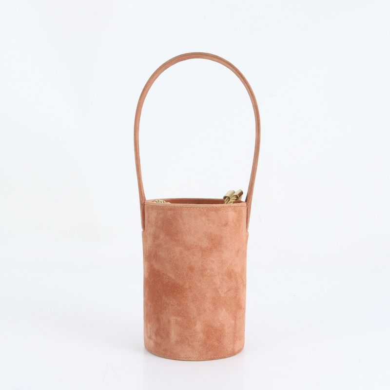 Hermes 00W Marked Dovris Bucket Shape Leather Handbag Tote Pouch Gold Hardware