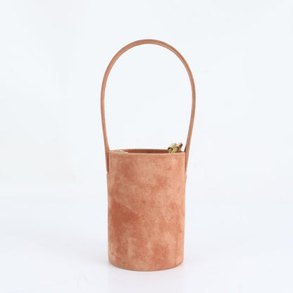 Hermes 00W Marked Dovris Bucket Shape Leather Handbag Tote Pouch Gold Hardware