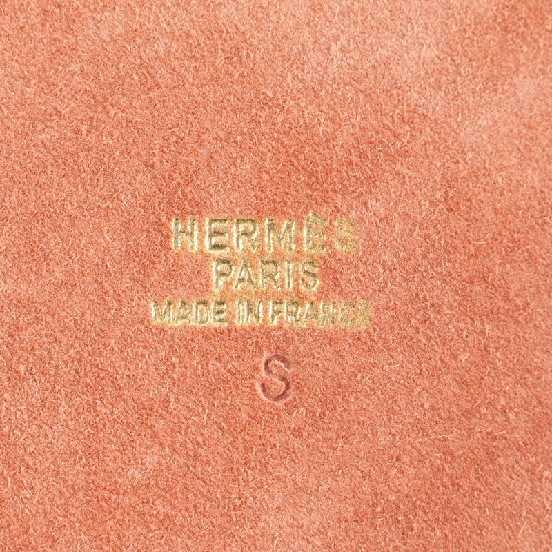 Hermes 00W Marked Dovris Bucket Shape Leather Handbag Tote Pouch Gold Hardware