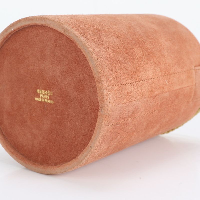 Hermes 00W Marked Dovris Bucket Shape Leather Handbag Tote Pouch Gold Hardware