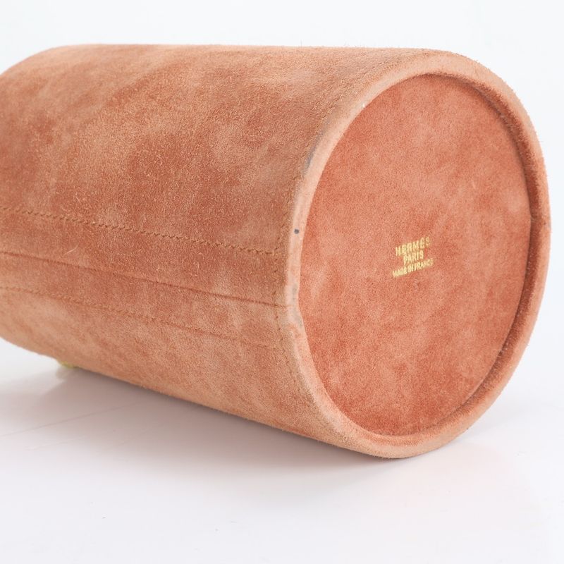 Hermes 00W Marked Dovris Bucket Shape Leather Handbag Tote Pouch Gold Hardware