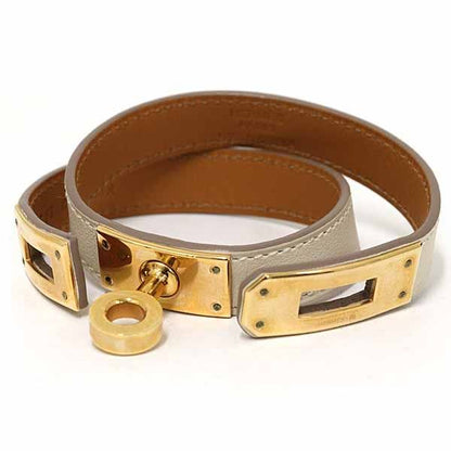 Hermes Leather Bracelet <kelly> Double Tour Vaux Swift T Stamp
