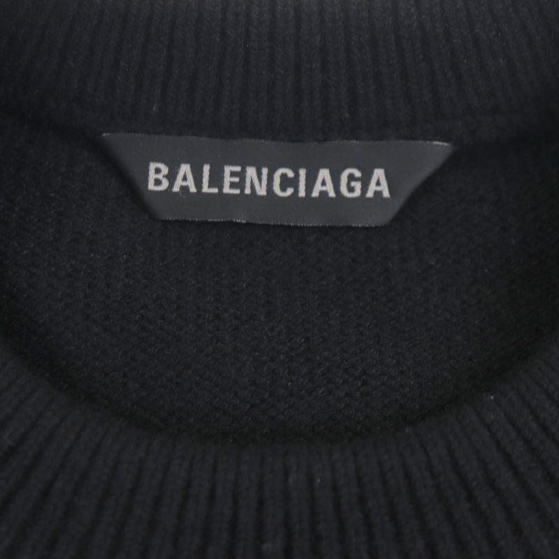 Balenciaga 22AW 719658 100% Cashmere Be Different Embroidered Crew Neck Knit