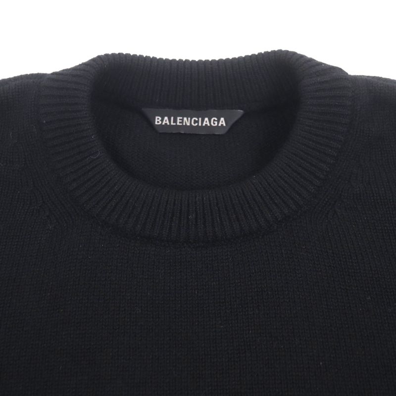 Balenciaga 22AW 719658 100% Cashmere Be Different Embroidered Crew Neck Knit