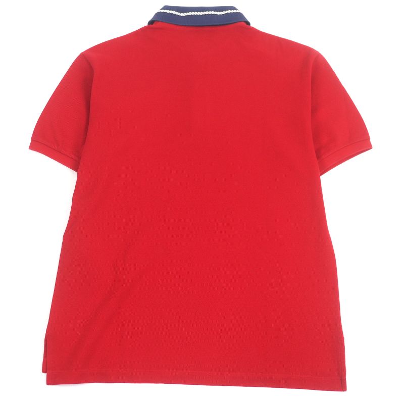 Gucci 598960 GG Logo Rope Embroidery Short Sleeve Polo Shirt Red Navy M Made