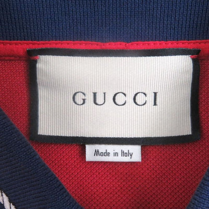 Gucci 598960 GG Logo Rope Embroidery Short Sleeve Polo Shirt Red Navy M Made
