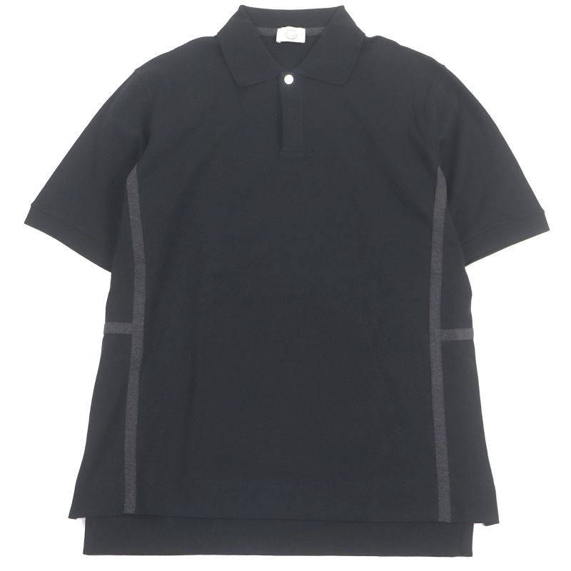 Hermes 100% Cotton Serie Button H Logo Design Short Sleeve Polo Shirt Black M