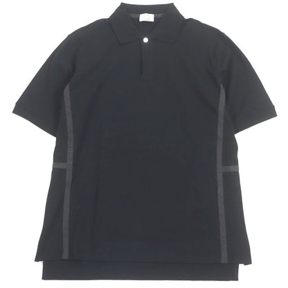 Hermes 100% Cotton Serie Button H Logo Design Short Sleeve Polo Shirt Black M