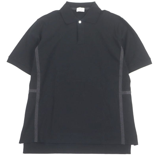 Hermes 100% Cotton Serie Button H Logo Design Short Sleeve Polo Shirt Black M