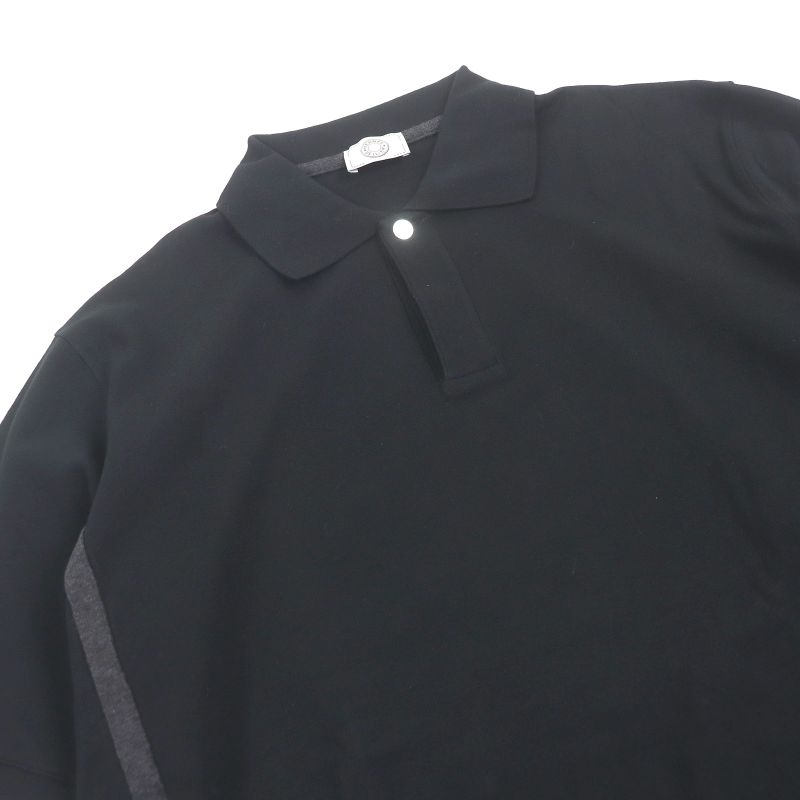 Hermes 100% Cotton Serie Button H Logo Design Short Sleeve Polo Shirt Black M