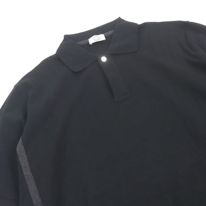 Hermes 100% Cotton Serie Button H Logo Design Short Sleeve Polo Shirt Black M