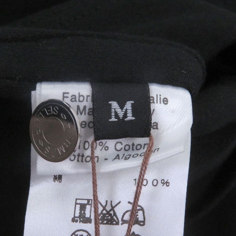 Hermes 100% Cotton Serie Button H Logo Design Short Sleeve Polo Shirt Black M