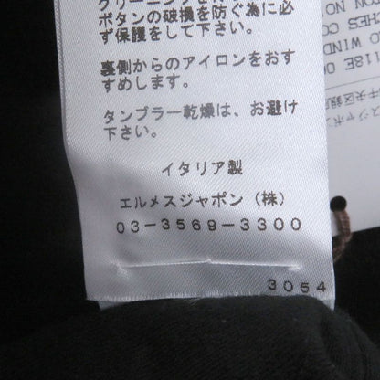 Hermes 100% Cotton Serie Button H Logo Design Short Sleeve Polo Shirt Black M