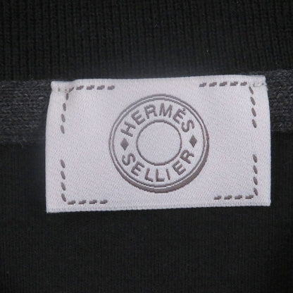 Hermes 100% Cotton Serie Button H Logo Design Short Sleeve Polo Shirt Black M