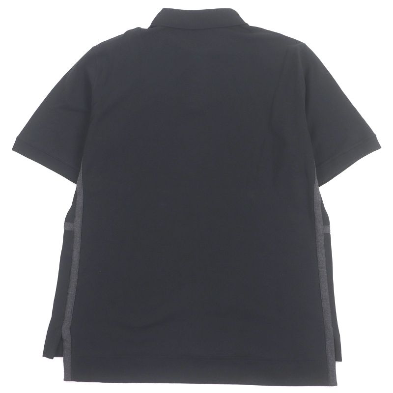 Hermes 100% Cotton Serie Button H Logo Design Short Sleeve Polo Shirt Black M