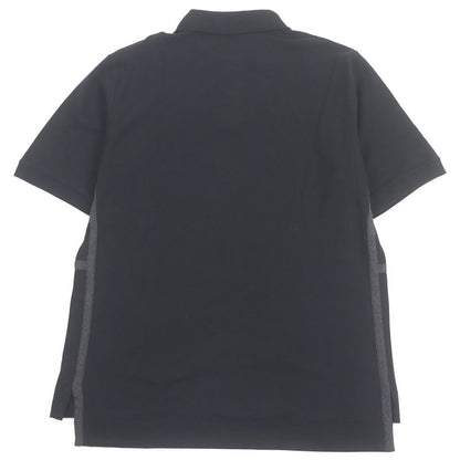 Hermes 100% Cotton Serie Button H Logo Design Short Sleeve Polo Shirt Black M