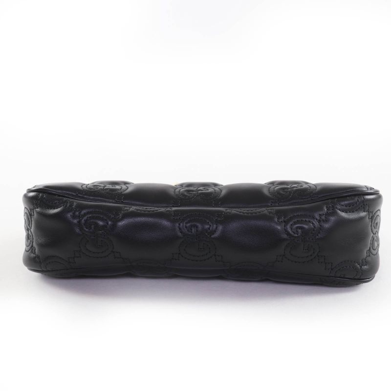 Gucci 735049 Ggmatelasse 2WAY Leather Handbag Shoulder Bag Black Storage With